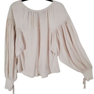 FREE PEOPLE BEACH Woman's Linen Top Cream Sizs XS (Oversized)